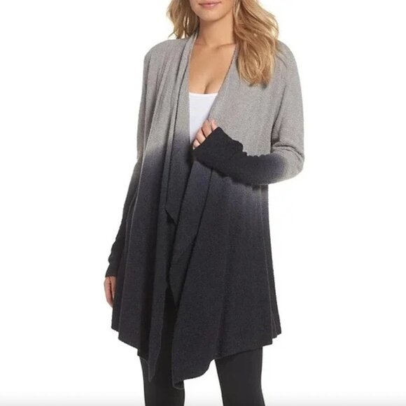 Barefoot Dreams CozyChic Lite Ombre Drape Calypso Cardigan 436 Grey Black  S/M - Picture 9 of 10